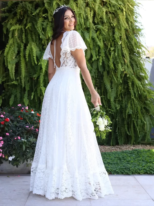 Vestido de Noiva Longo Violeta Boho Chic